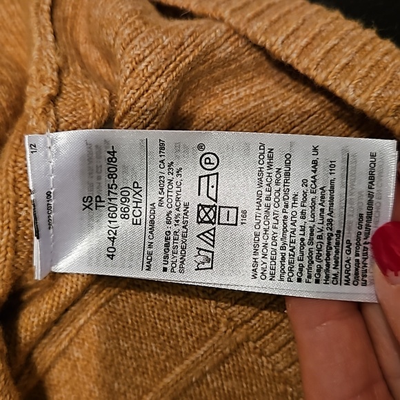 Nwt gap tan beige long sleeve ribbed sweater dress camel brown xs - Picture 5 of 5